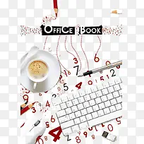 咖啡键盘数字背景图