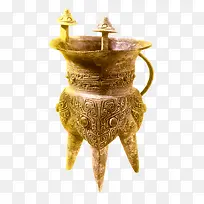 黄色中国风古代酒尊