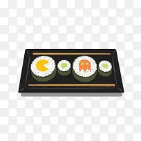 黑色盘子寿司插画
