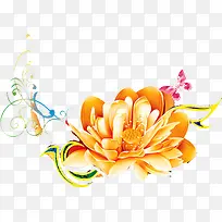 创意高清手绘合成质感花卉牡丹花