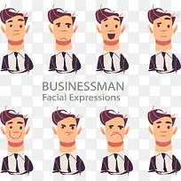 8款创意商务男子表情头像矢量图
