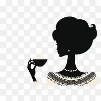 扁平风装饰插图美女品尝咖啡