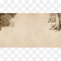 复古牛皮纸做旧树木文案排版背景