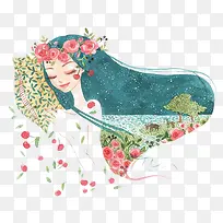 清新插画女孩