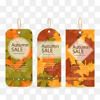 秋季树叶装饰吊牌矢量图