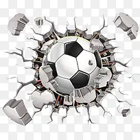 足球爆破地面开裂矢量图