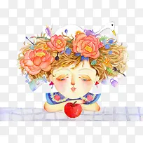 带花环的女孩儿