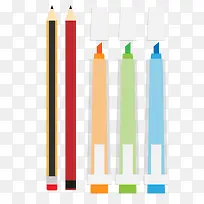 彩色的铅笔和马克笔