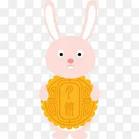 中秋节抱着月饼的兔子
