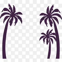 夏天海边紫色椰子树