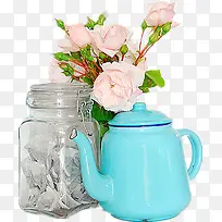 珐琅茶壶和玫瑰