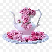 漂亮玫瑰茶壶