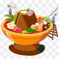 火锅食材插画素材
