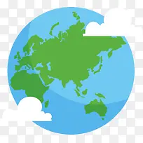 扁平化圆形地球卡通图案