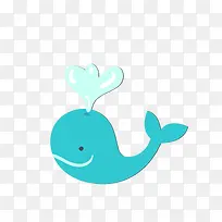 矢量蓝色卡通可爱小鲸鱼喷水