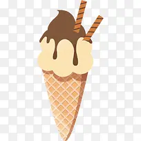 矢量图巧克力甜筒冰淇淋