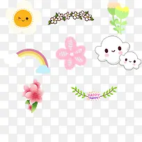卡通天气花儿素材