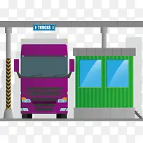 一辆紫色矢量大货车