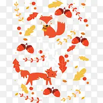 美丽秋天树叶狐狸