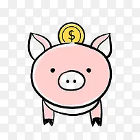 粉色小猪存钱罐矢量图
