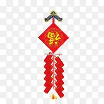 红色福字中国结悬挂新年元素