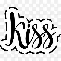 kiss黑色艺术字贴纸