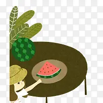 手绘装饰插图夏至节气插画