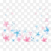 粉蓝色水彩花都花纹