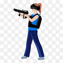 矢量扁平玩VR游戏女生