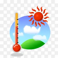 矢量手绘夏季温度探热器