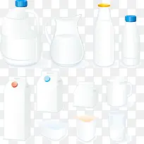 各种牛奶瓶子装饰矢量图