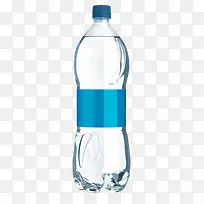 透明解渴蓝色盖子和贴纸的一瓶饮