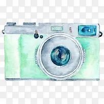 青绿色水墨相机