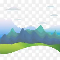 山峦草坡背景矢量图