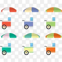 市集上的各种颜色推车