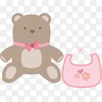 灰熊粉红色围兜卡通可爱婴儿用品