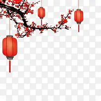 2018年春节灯笼与梅花背景