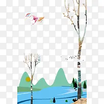小清新唯美春季踏青旅行海报背景