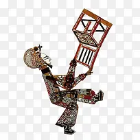 传统中国风手拿椅子人物皮影