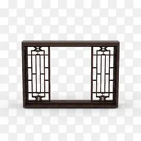 对称镂空棕色长形古典中式花窗