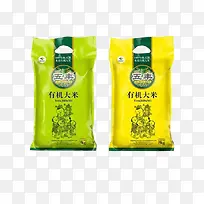 绿色和黄色有机大米袋装米设计
