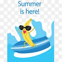 夏天海边冲浪的香蕉