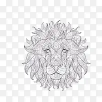 矢量灰色卡通素描狮子王头像