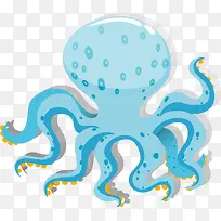 世界海洋日蓝色章鱼