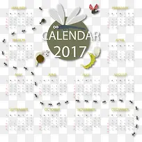 昆虫装饰日历模板