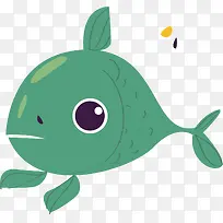 世界海洋日呆萌绿色小鱼