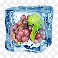 冰块创意红葡萄