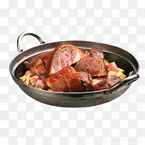 干锅里的烧鹅肉