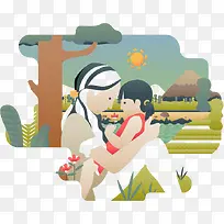 爱 插图 父母 关系 家庭 景观