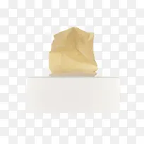 白色纸盒里的黄色抽纸巾实物
